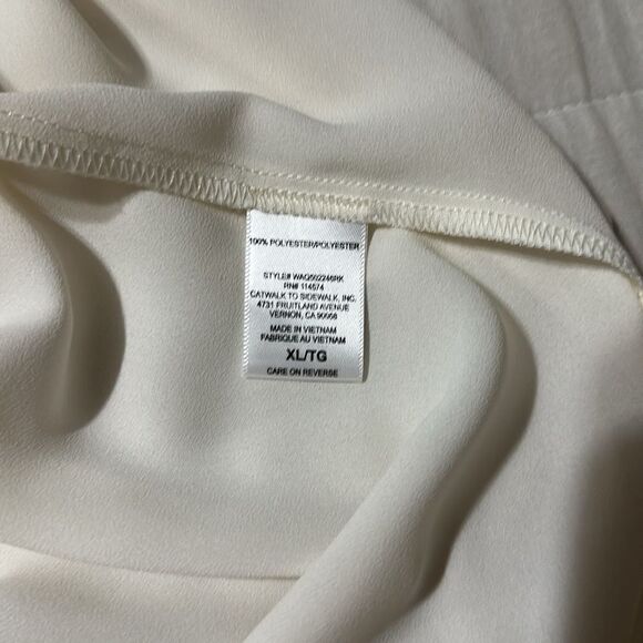 Anthro x Pleione XL Ivory High Low Pleated Back Front Keyhole Cap Sleeve Shell - Picture 8 of 10